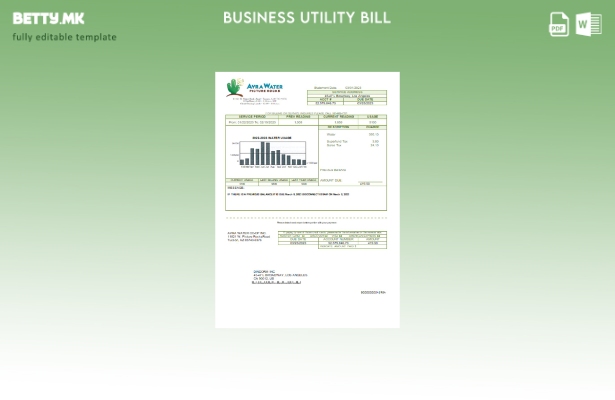 Шаблон за деловна сметка за комунални услуги Avra ​​Water Co Op во модерен стил